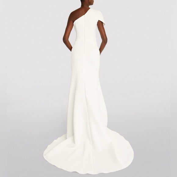 Jovani Women's White One Shoulder Side Pleat Fit Bodice Gown Dress Size 2 - Picture 3 of 8